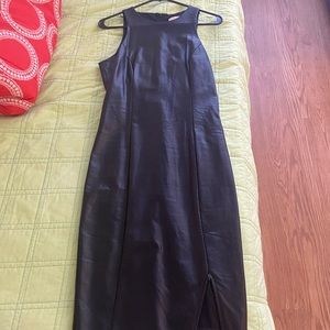 Brand new!! Midi black vegan leather dress